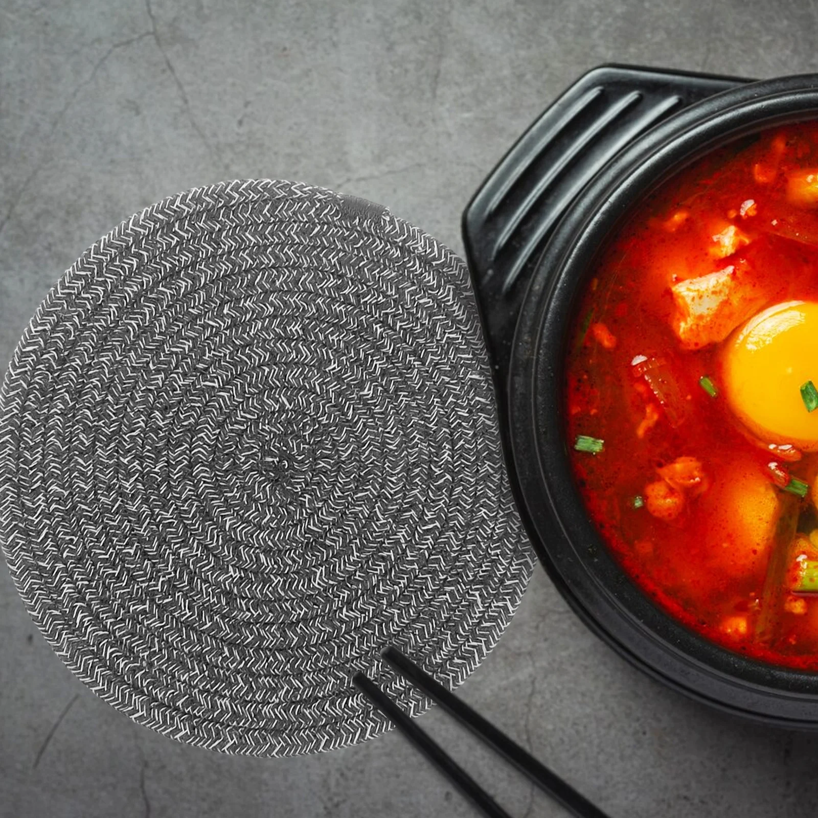 1 set Round Woven Placemat Set Heat-Resistant Braided Rustic Farmhouse Coaster For Coffee Cup Soup Basin Drink