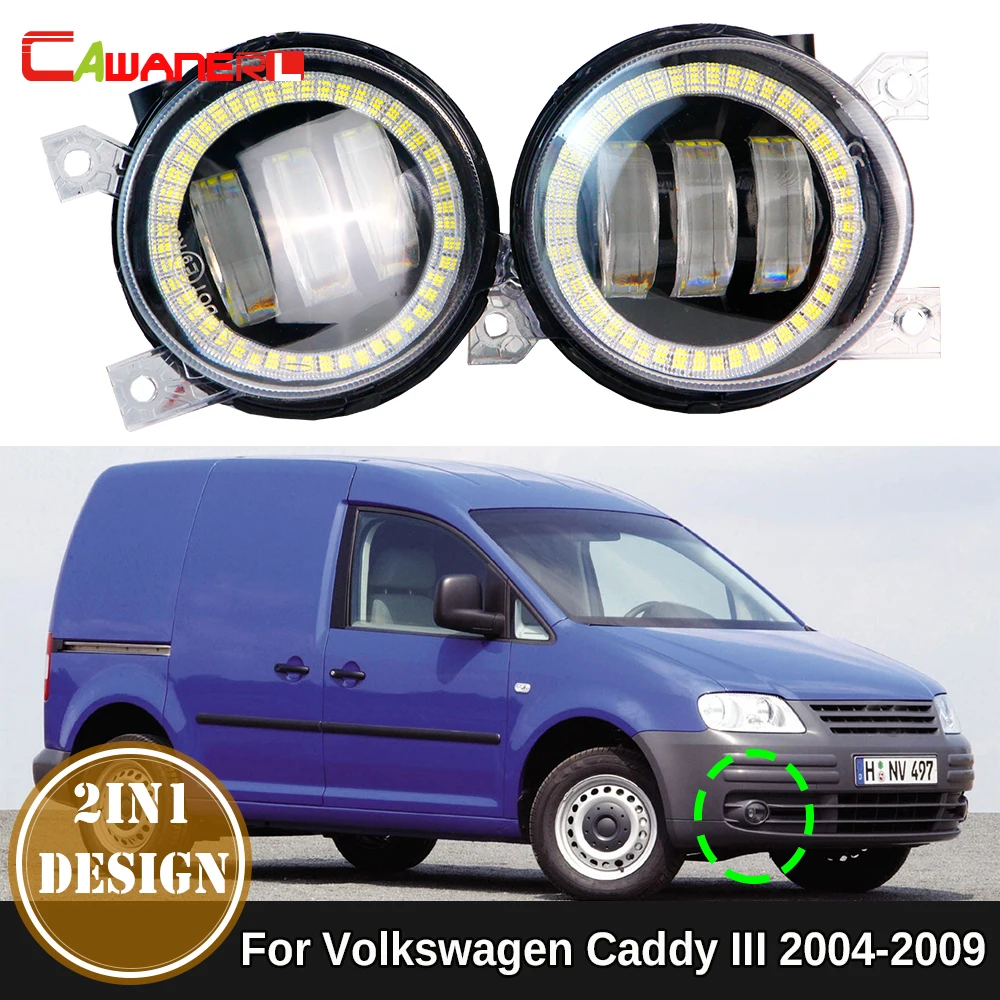 2 sztuki samochodowych świateł przeciwmgielnych LED Canbus Angel Eye DRL do jazdy dziennej do Volkswagen VW Caddy 3/III 2004 2005 2006 2007 2008 2009
