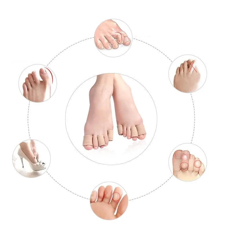 앞발 패드 섬유 직물 젤 발가락 보호대 손가락 및 발가락 보호 커버 마찰 방지 발가락 겹침 교정