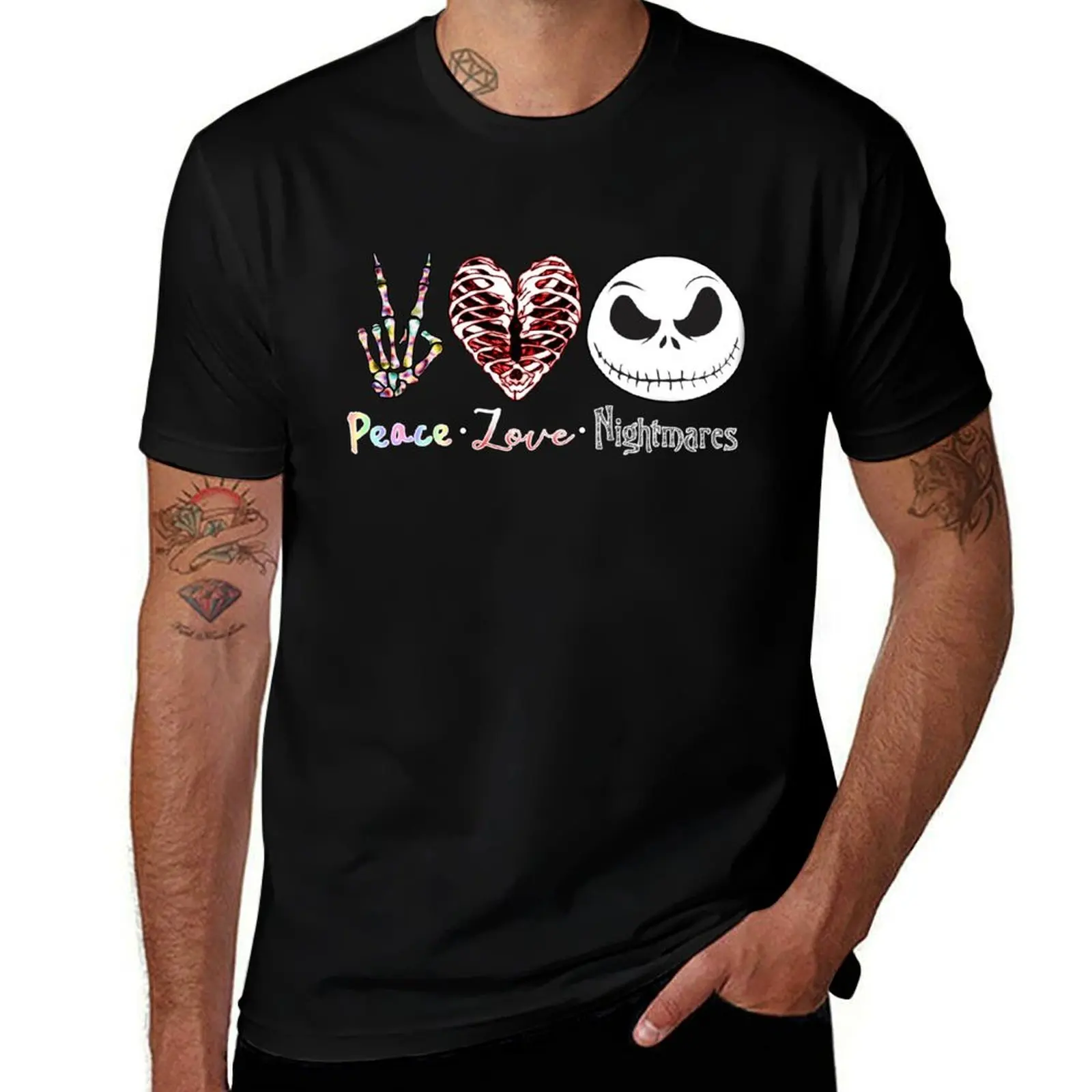 

Peace, Love, and Nightmares T-Shirt customizeds oversized designer shirts customs mens designer t shirt