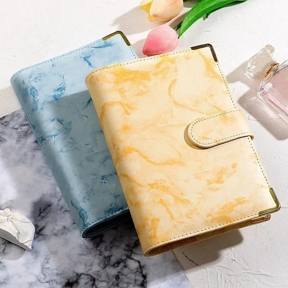 Mini A6 Money Saving Binder Marbling/Leopard Print Cash Envelopes Mini Budget Binder Faux Leather Waterproof