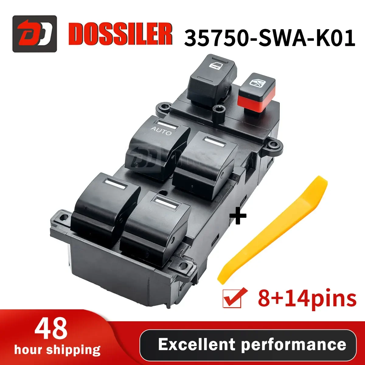 

35750-SWA-K01 Dossiler Master Window Switch Power Control Button Front Left Driver Side For 2007 2008 2009 2010 2011 Honda CR-V