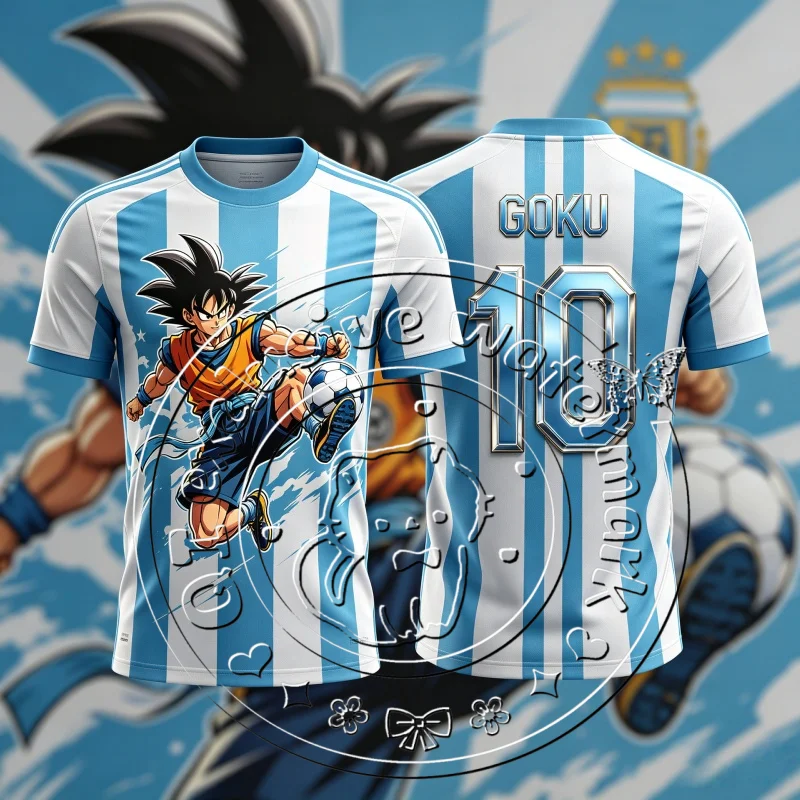Summer Hot Sale Dragon Ball Goku Football Jersey Full 3D Breathable Quick Dry Tee Men Women Sports Training Short Sleeve Shirt