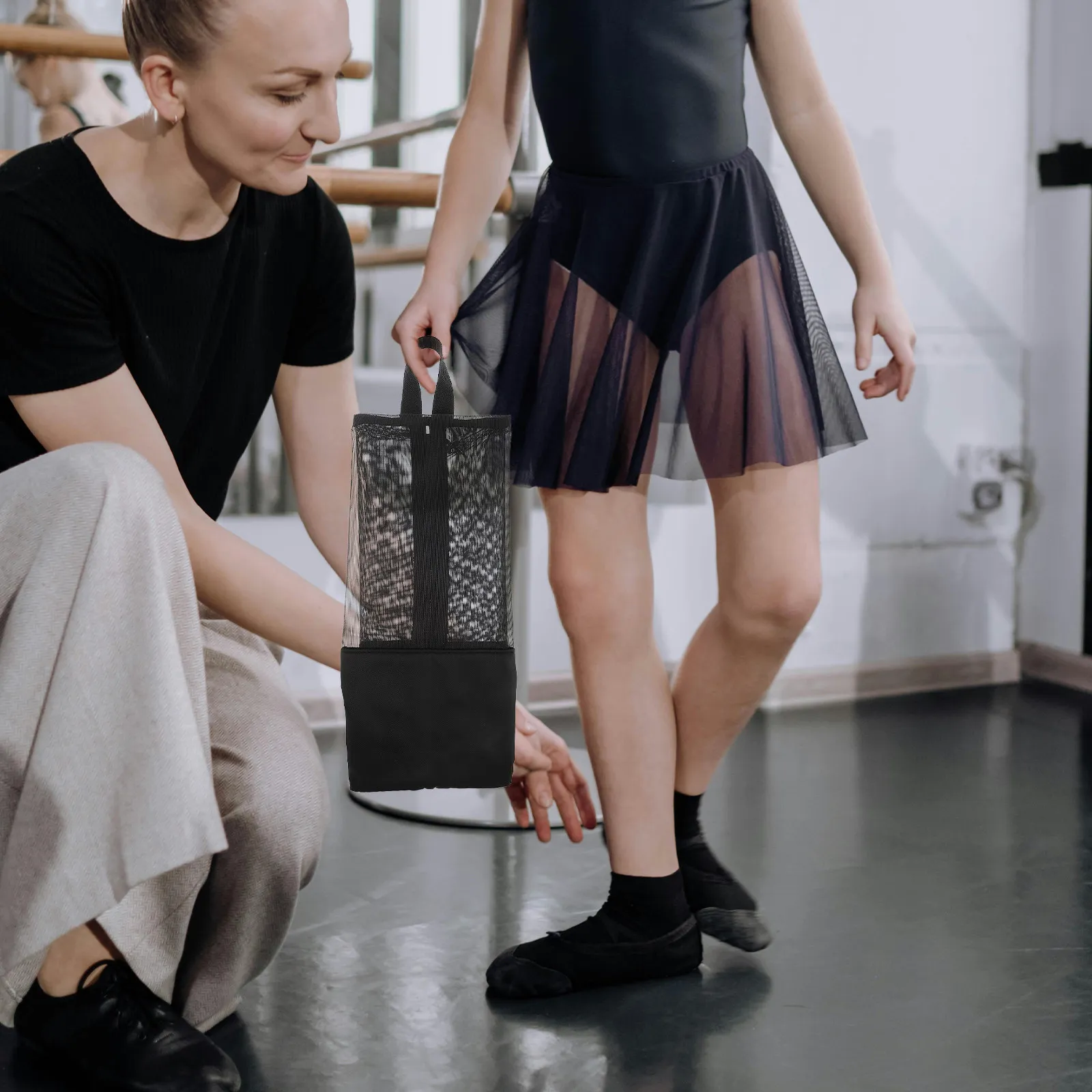 Dance Shoe Storage Bag Breathable Mesh Pouch for Ballet Slippers Pointe Shoes Latin Dance Accessories Portable Travel Gym Use