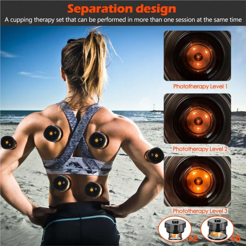 8 Cups Electric Cupping Massager Gua Sha Vacuum Suction Cups Ems Anti Cellulite Magnet Therapy Scraping Fat Burner Body Massager