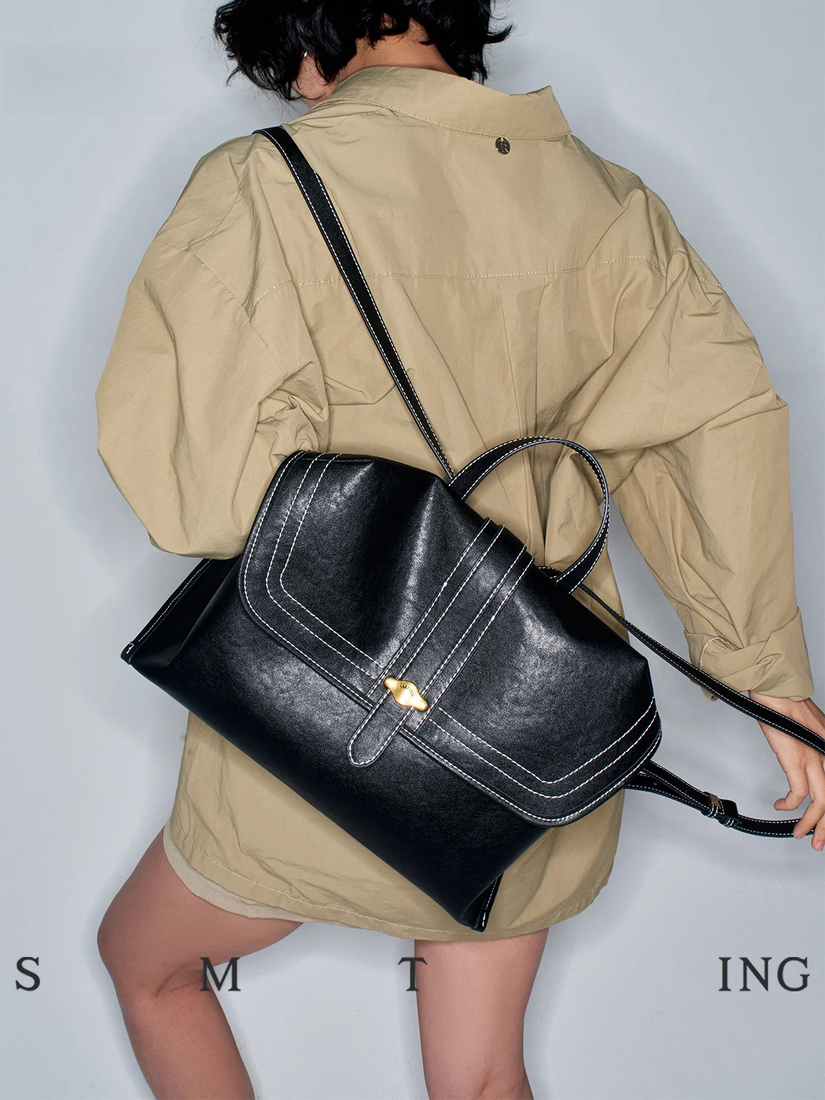 Ximuting Damon Mujer Grande Capaci Bapa Faionable Juvenil Sle Mango Suave Medio Hardn Verano 2024 Tela