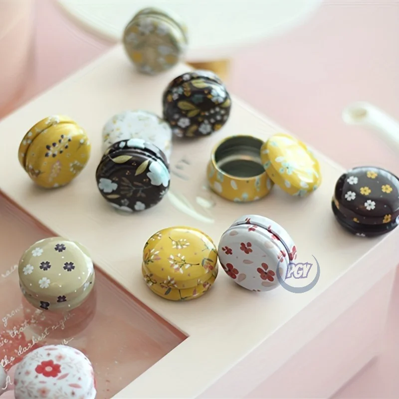 

Набор из 12 миниатюрных круглых металлических коробочек с элегантным цветочным узором, портативные контейнеры для хранения серег и украшений, органайзеры для дома