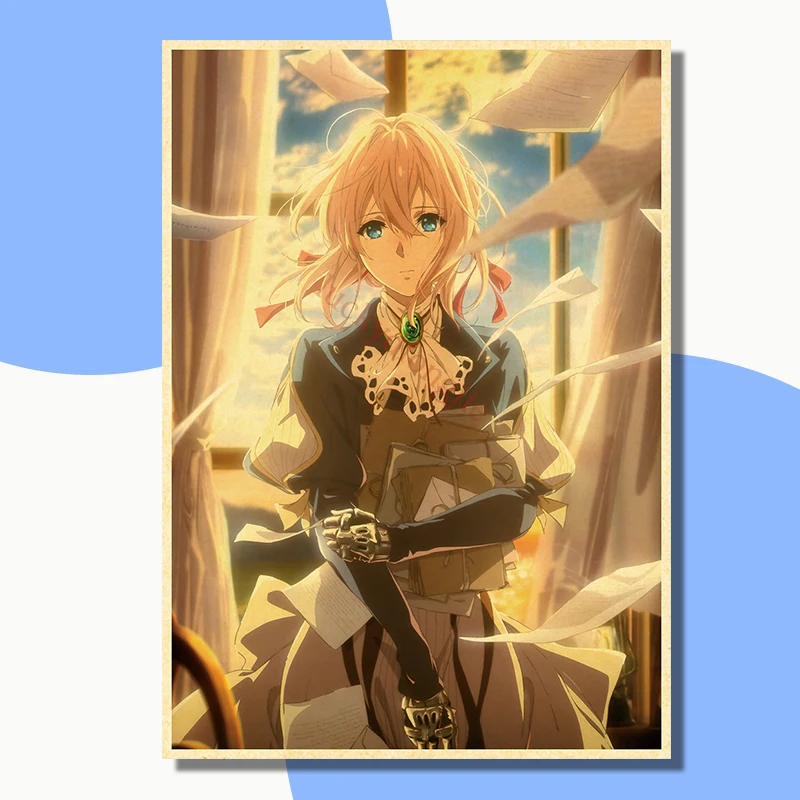 Anime Poster Violet Evergarden Posters Retro Kraft Paper Vintage Home Decor Painting Living Picture Gift Wall Stickers Cafe