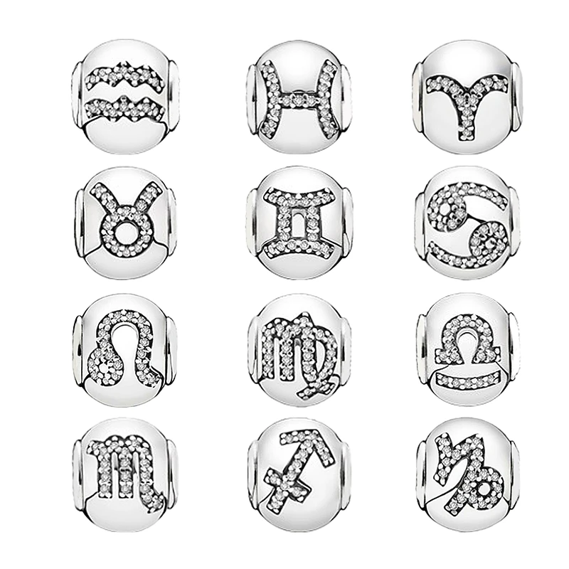 Silver 925 ESSENCE Star Signs Beads Aquarius Pisces Aries Taurus Gemini Cancer Leo Virgo Libra Scorpio Sagittarius Capricorn