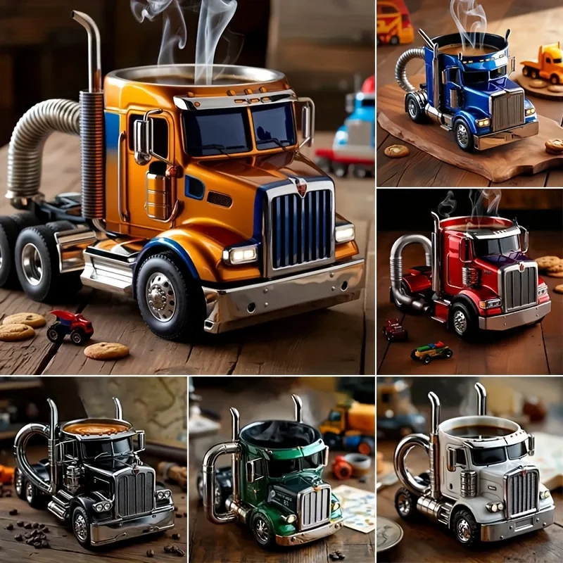 European Handmade Truck Coffee Cup Resin Craft Desktop Car Ornament Cross Border New Arrival