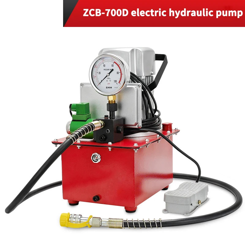 ZCB-700D 220V Solenoid Valve Electric Hydraulic Pump 70MPA Hydraulic Station Foot Switch 750W Compatible Various Hydraulic Tools