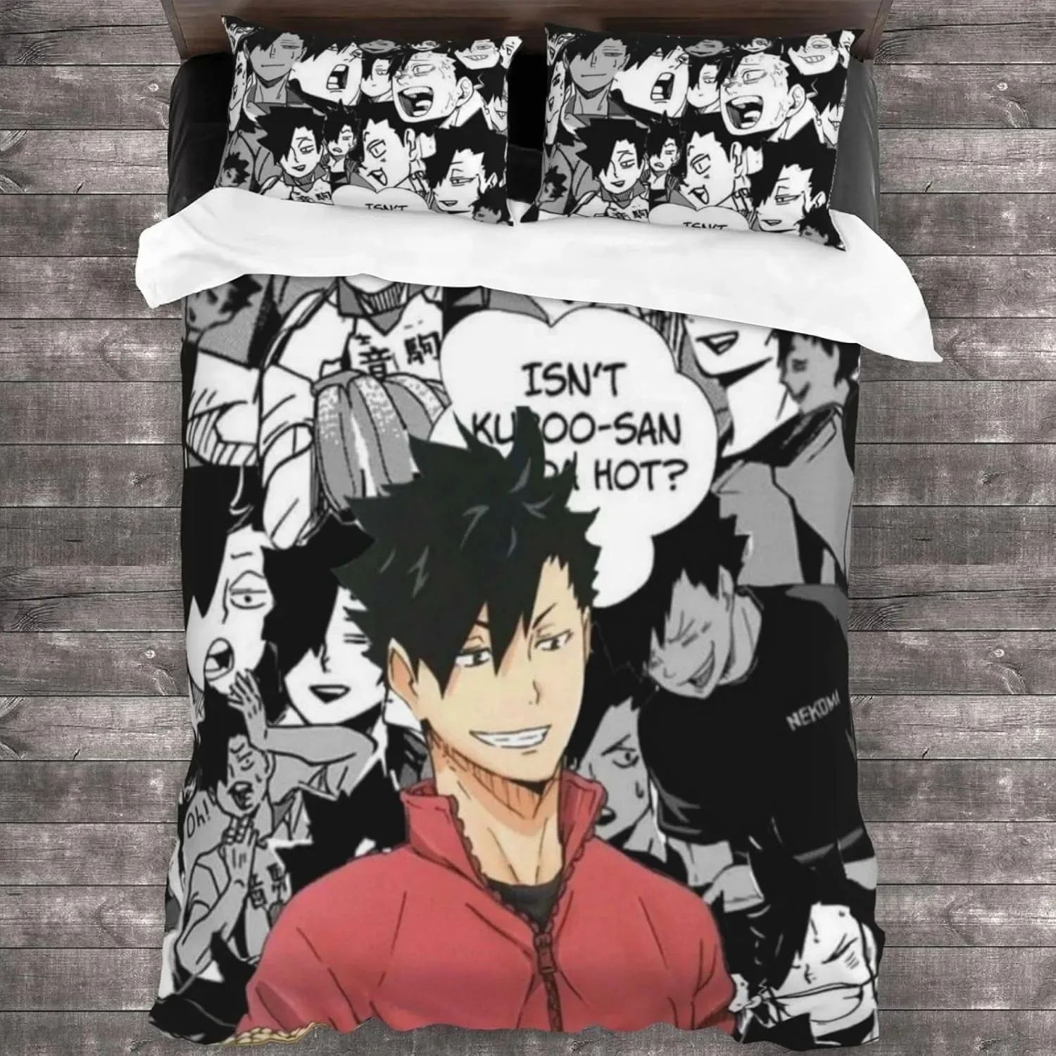

Haikyuu Children's Duvet Cover Pillowcase Volleyball Bedding Set Boys Girls Bedroom Decoration Single Double Size Kids Gift