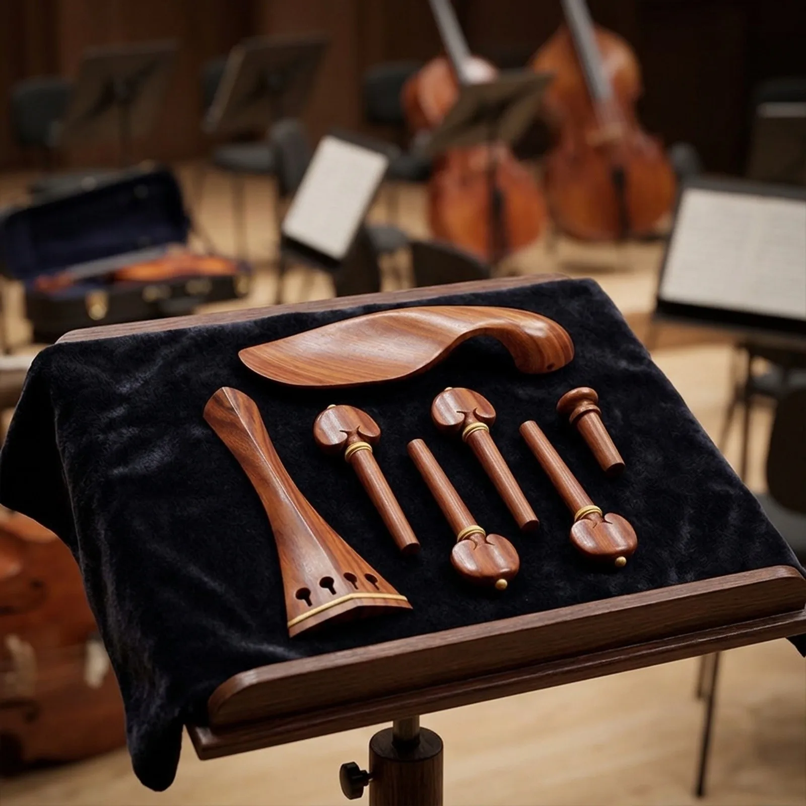 Rosewood Violin Part Parts Violin Set Wooden Color 7Pcs Boxwood Replacement Fiddle Parts Rosewood Violin  Rosewood