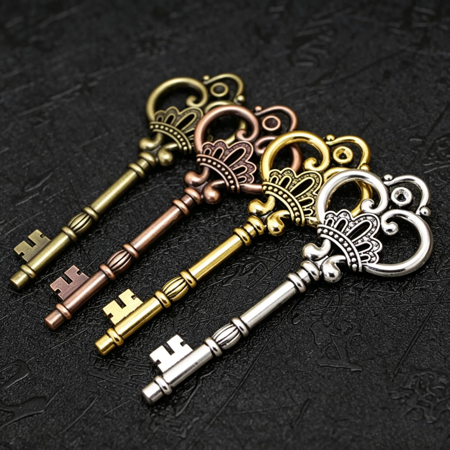 5 Stück große Kronen-Schlüsselanhänger aus Metalllegierung, Vintage-Anhänger für DIY-Armbänder, Halsketten, Schmuckherstellung, Bastelzubehör, Zubehör – Detail 2