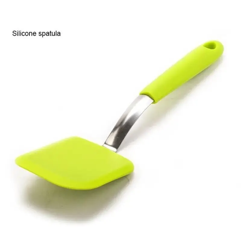 1Pc Non-Stick Fried Steak Spatula - Silicone Long Handle Frying Spatula Mini Kitchen Utensils
