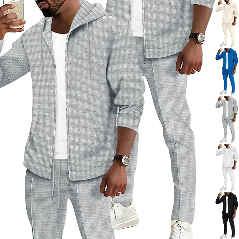

2026 Spring/Autumn New Arrivals Hooded Zipper Sweater Knitted Jacket Loose Sports Casual Sweater Sweatpants Suit Men