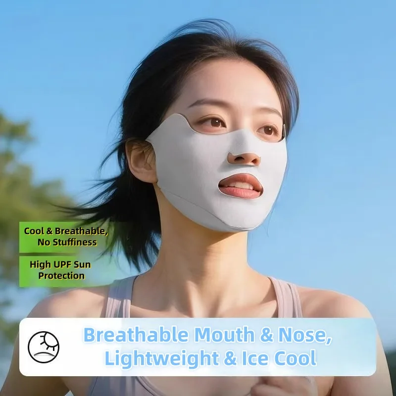 Washable Breathable Ice Silk Anti-UV Sunscreen Mask Dustproof Cycling Face Mask With Eye Corner Protection