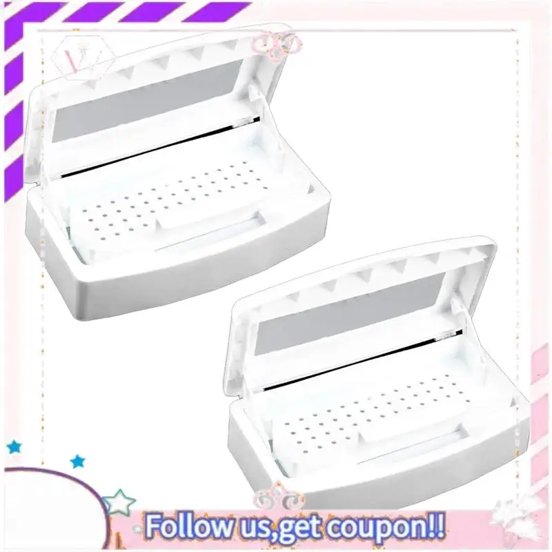 قسط 2 قطعة أداة مانيكير صندوق تعقيم صحية المحمولة الكحول تطهير تصفية تنظيف صندوق تنظيف