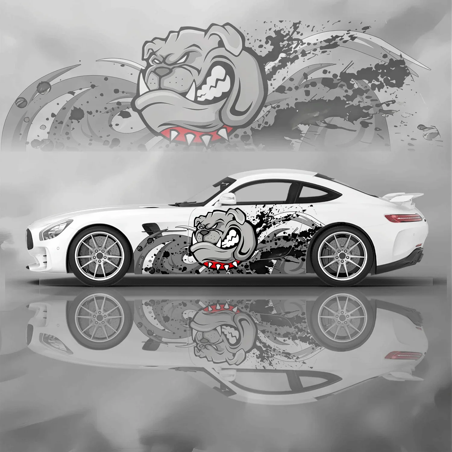 Angry Cartoon Animal Dog Car Side Sticker Vinyl Self-adhesive Paper Motorsport Paint Decal Suitable for Truck Suv Decoration