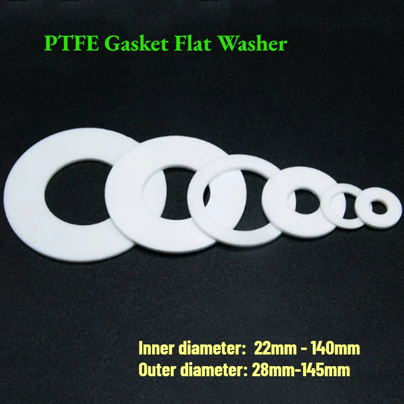 10/20/50pcs Thick 1.5mm PTFE Gasket High Temperature Resistance Plastic King Flange Seal Washer ID 22/23/25/27/28/30/32-140mm