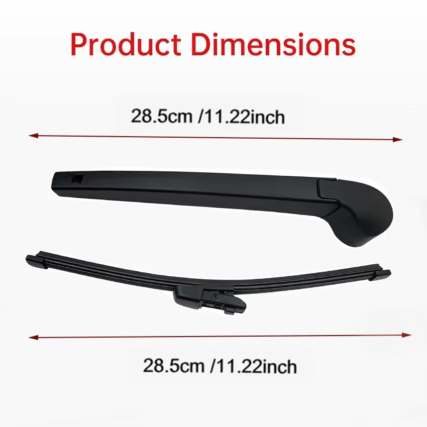 28 cm 11 Zoll 11 Zoll Heckscheibenwischerblatt und Arm für VW Polo 6R MK6 Fließheck 2009–2020 Windschutzscheiben-Autowischer – Detail 2