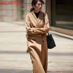 Water Ripple Wool Coat Autumn And Winter New Thin Temperament Double-faced Coat Coat Female Double-breasted Fashion Coat