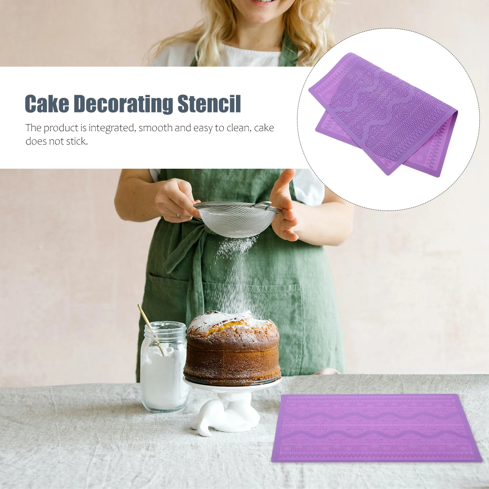 

1Pcs Cake Border Decoration Mold Silicone Baking Stencil Clear Design for DIY Cake Art and Cupcake Decorating