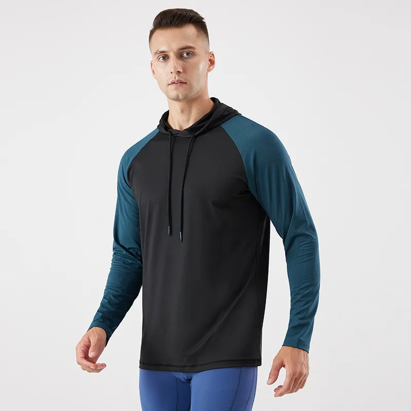 Men's Outdoor Running Fitness T-shirt Long Hoodies Quick Dry Sport Shirt Men Top Gym Trainning Exercise Coat Sweater Clothes 234