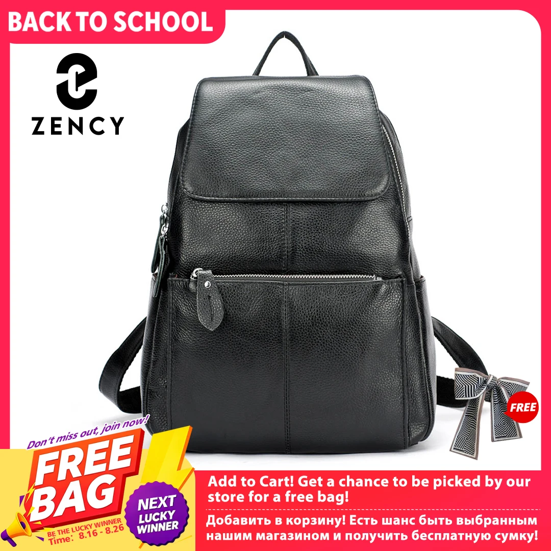 Zency – sac à dos élégant en cuir véritable blanc et noir pour femmes, qualité A++, antivol, grande capacité, sac à dos…