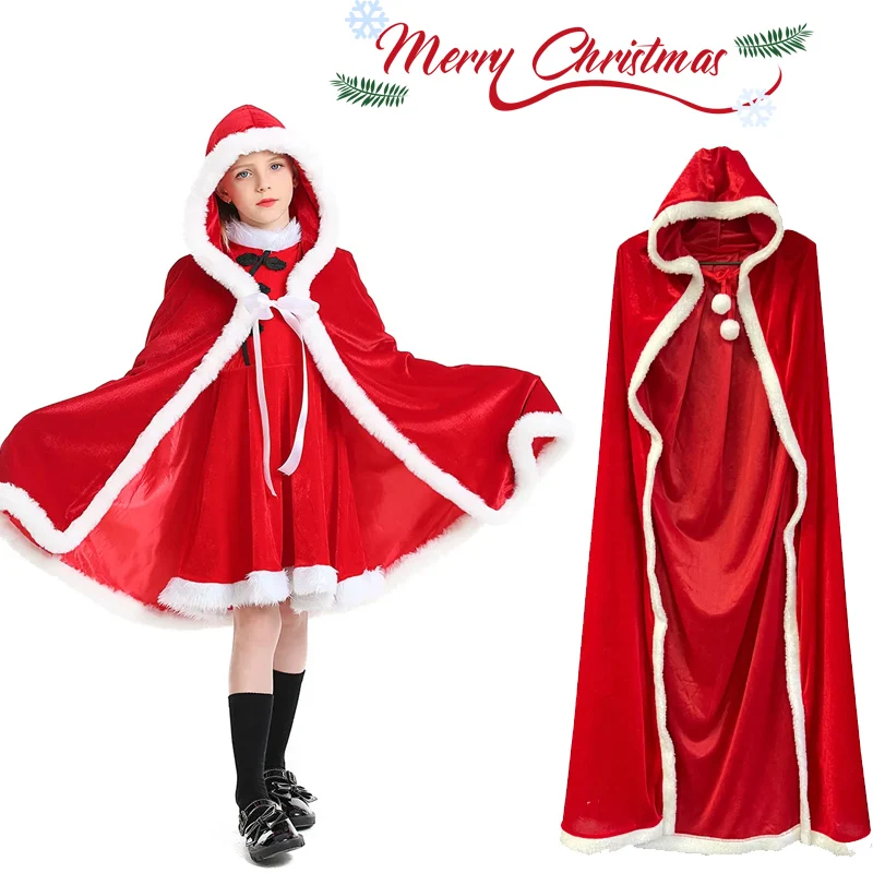 

Костюм для рождественской вечеринки, осенне-зимняя красная накидка для взрослых, ветрозащитная женская пончо с капюшоном, рождественская накидка, Рождественский плащ, карнавальный костюм