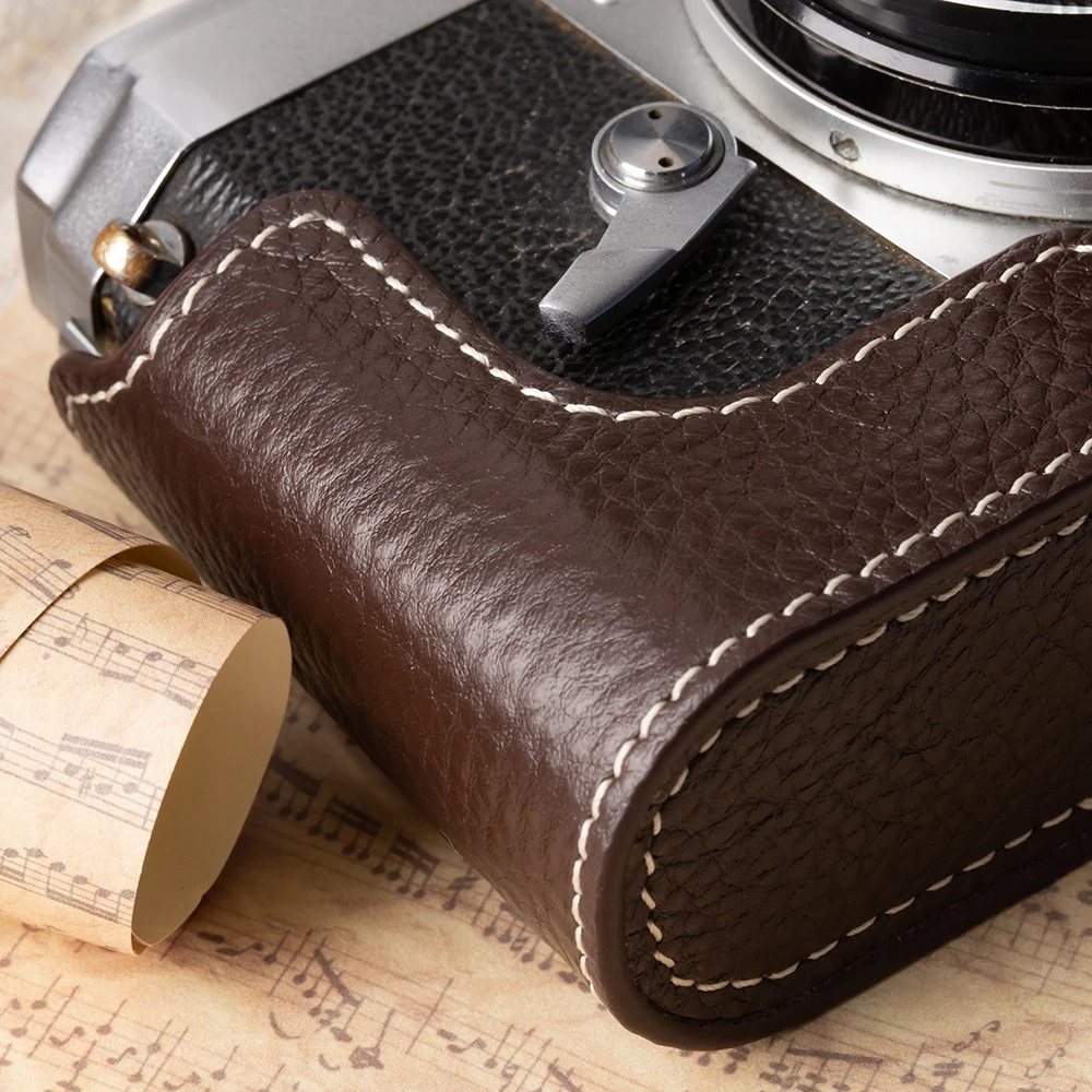 Capa protetora para konica iiia, bolsa de couro para câmera iiia, bolsa de couro genuíno, meia capa, acessórios de fotografia