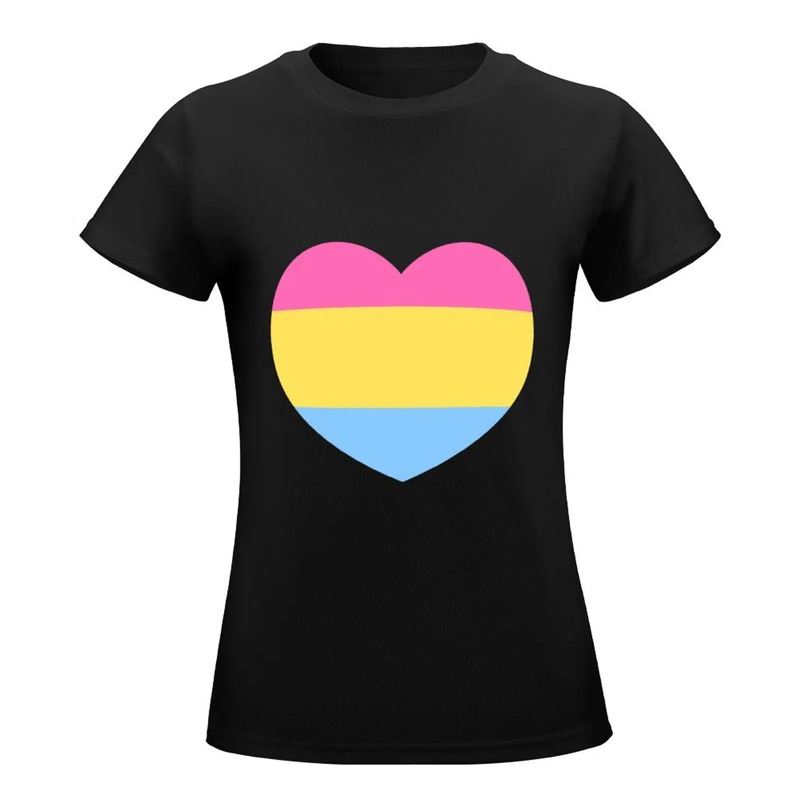 pansexual heart T-Shirt summer top customs graphics anime clothes tshirts woman