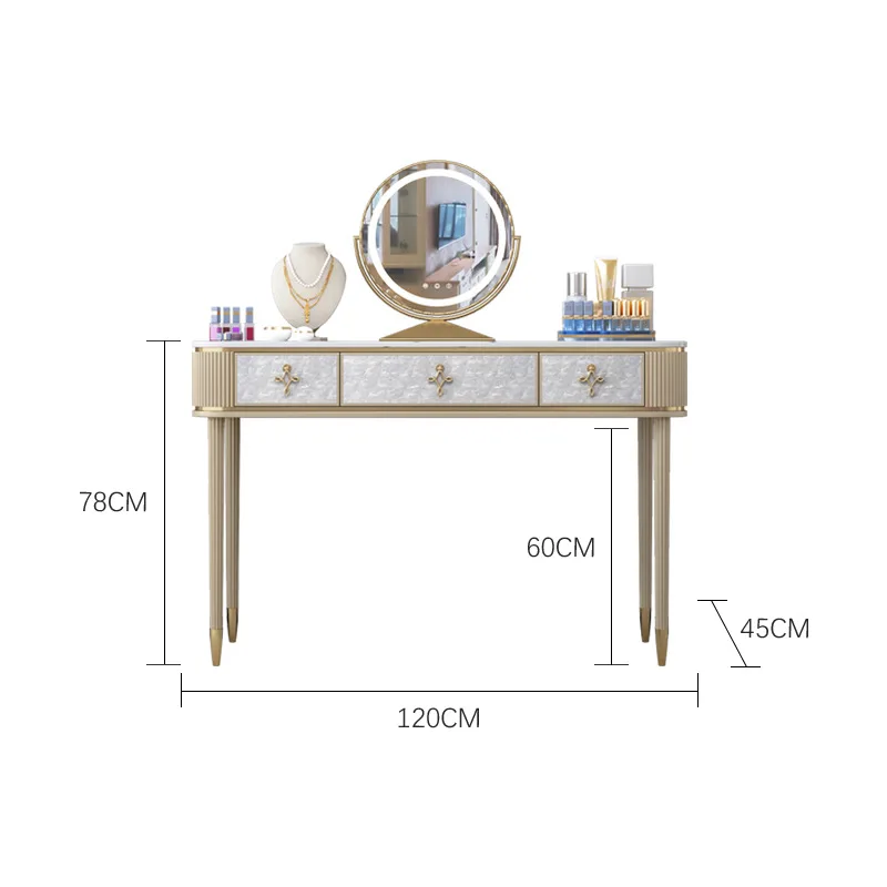 DSA light luxury dresser bedroom modern minimalist high-end sense solid wood marble shell with mirror makeup table