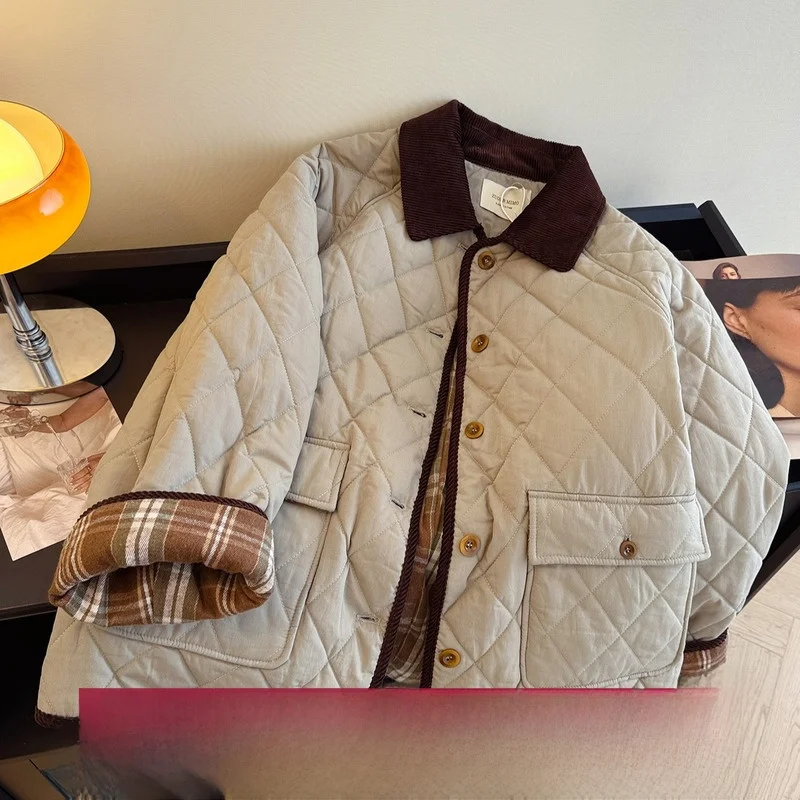 

Женская свободная посадка средней длины, хлопковая куртка с воротником, теплый дизайн, корейская зимняя одежда, Новое поступление, маленький размер