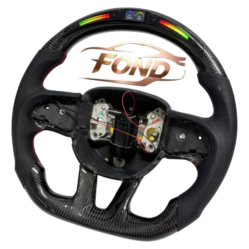 Custom Carbon Fiber LED Sports Steering Wheel for Dodge Challenger (Hellcat, SRT, R/T, SE) and Charger