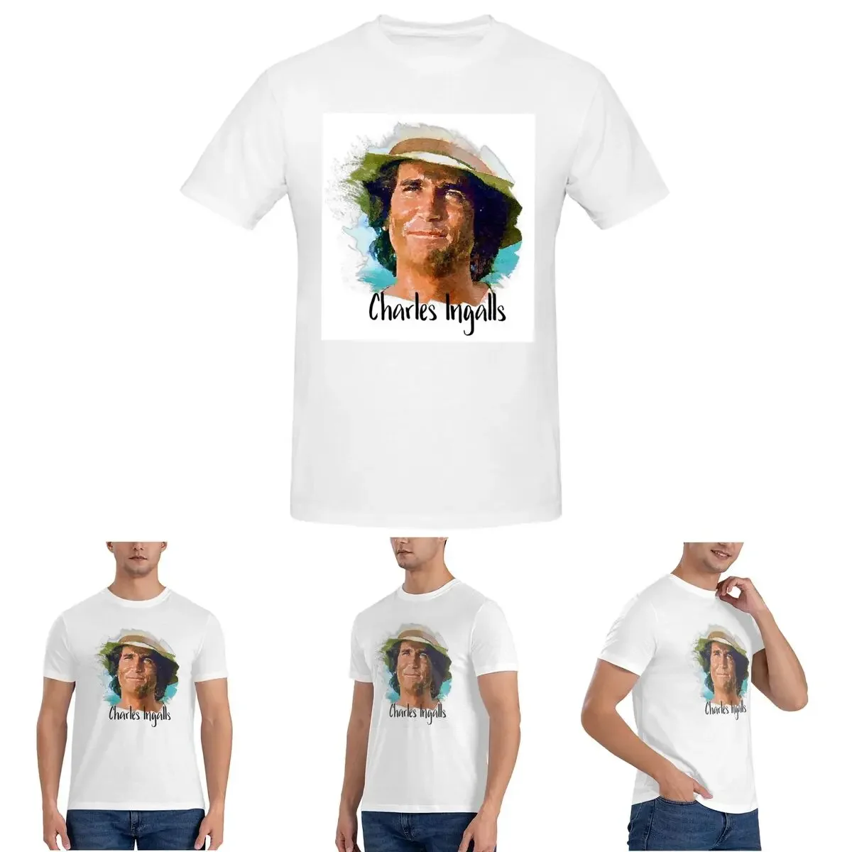 Charles Ingalls Little House On The Prairie T-Shirt for Men Cotton T Shirts Men's Short Sleeve Round Neck Summer Clothes Tops