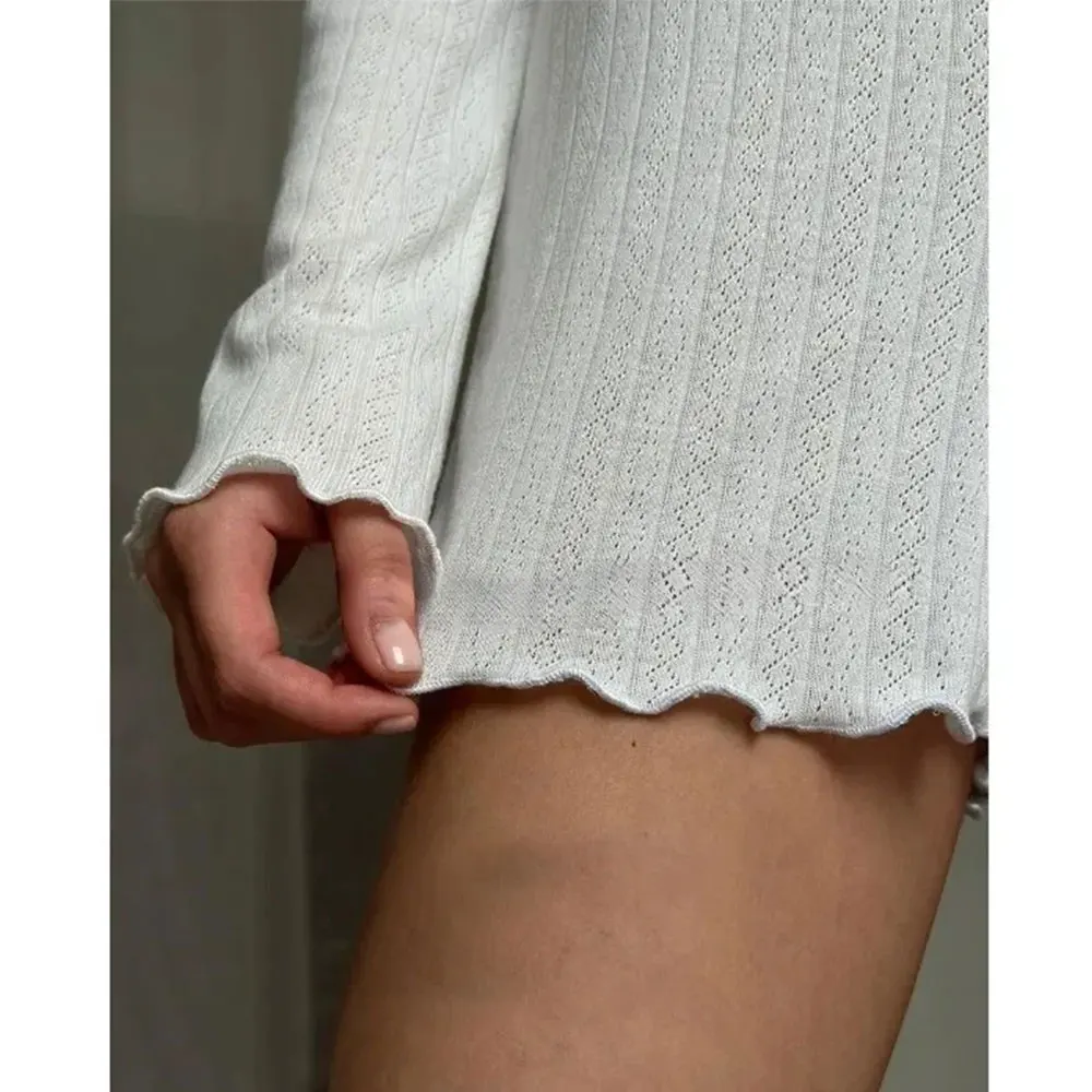 Casual 2 Piece Set Woman 2025 Spring New Ladies Sexy Pajamas Homewear Suit Knitted Design Sense Long-Sleeved Tops Shorts Suit