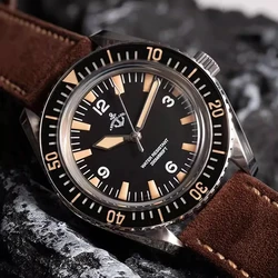 Hruodland NH35 Diving Men's Automatic Mechanical Watch Luxury Sapphire Stainless Steel Leather Sport 20 Bar Glow C3 Vintage Watc