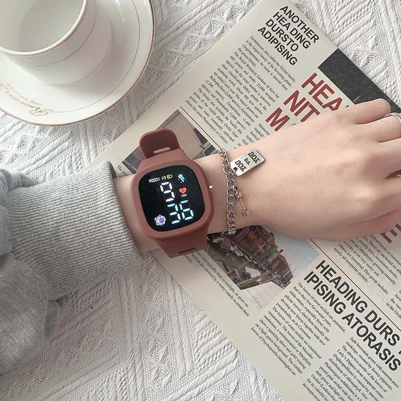 Модные спортивные часы для женщин и мужчин, электронные светодиодные цифровые часы, повседневные силиконовые женские часы с большим циферблатом, спортивные часы