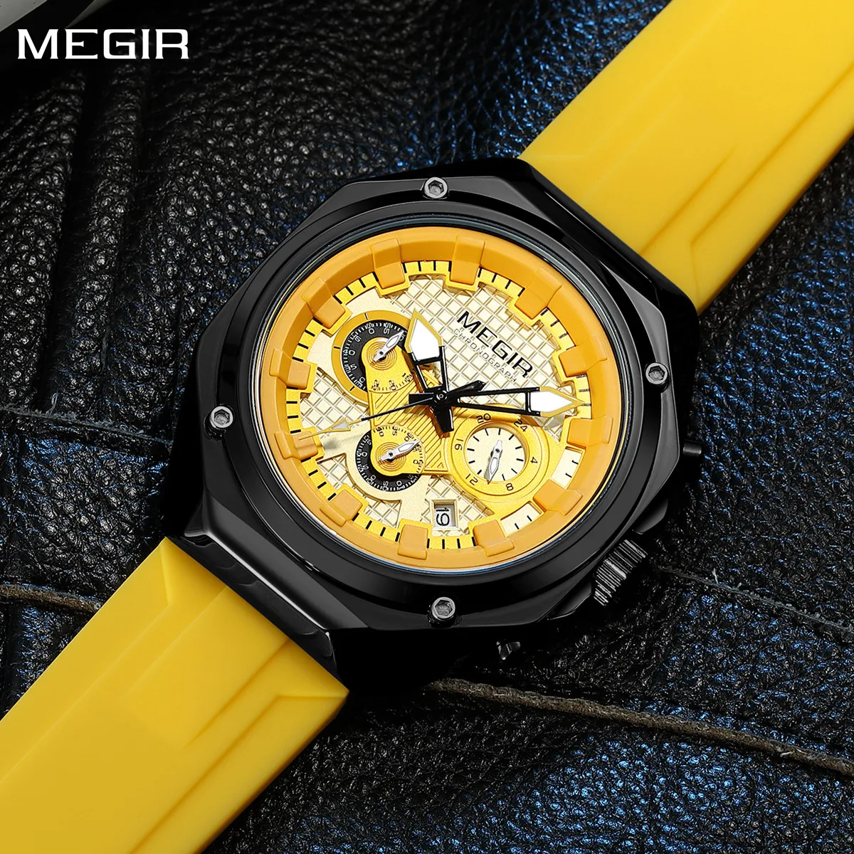 

MEGIR модные спортивные часы для мужчин силиконовый ремешок водостойкий военный кварцевый хронограф мужские наручные часы с датой 24 часа 8118