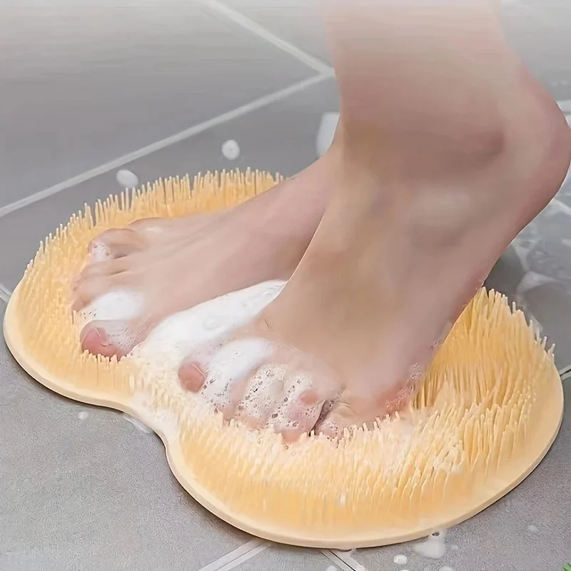 Exfoliating Brush for Feet Foot Wash Mat Brush Body Wash Scrubber in Shower Silicone Bath Massage Mat Back Brush Wall Mounted