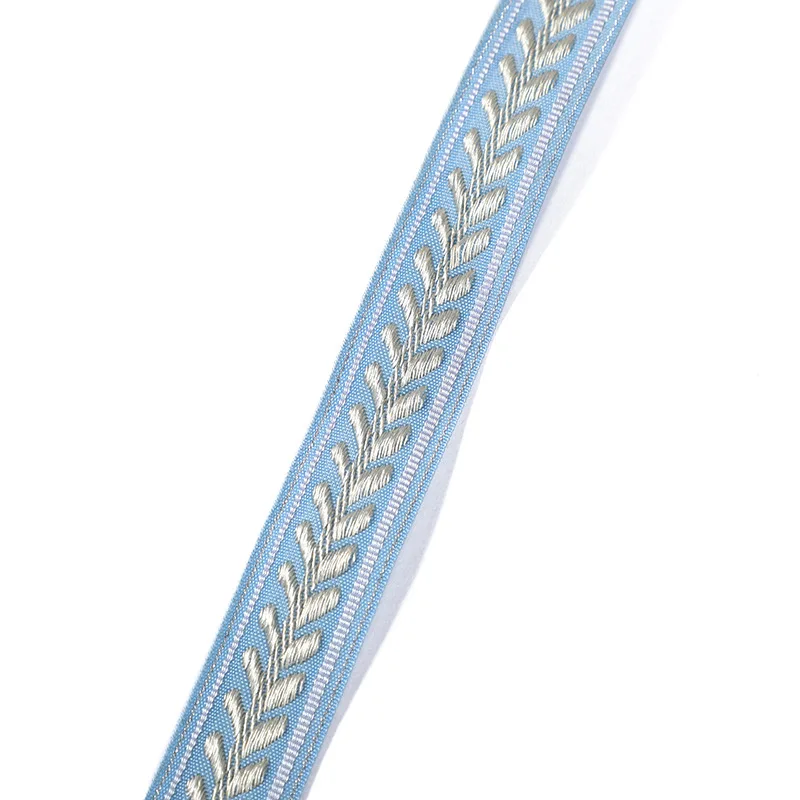 3 YARD 19MM Light Blue Golden Hearts Embroidered Ribbon HANDMADE Lace