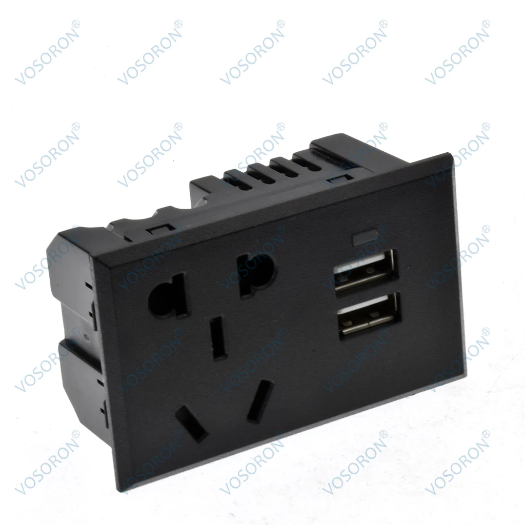 Australia European America US Power Socket Mold With Double USB A output with Red Indicate Light For Wall Outlet