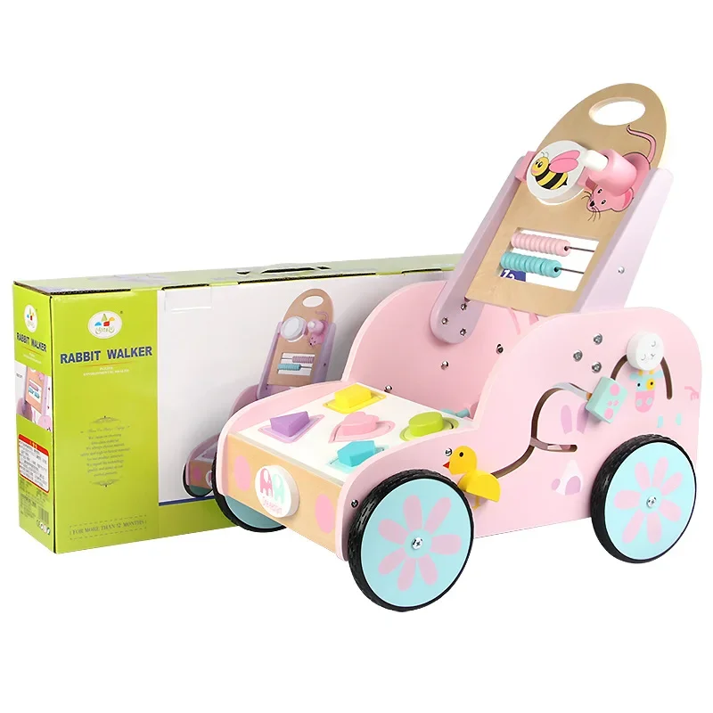 Poussette en bois pour interaction parent-enfant, jouets éducatifs populaires, cadeau d'apprentissage, vente en gros, offre spéciale