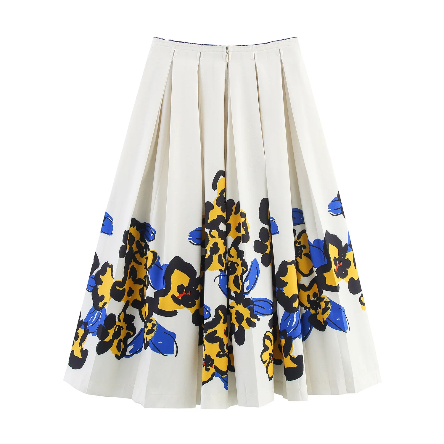 High Waist Wide Pleat Long Skirt Printed f Body Summer New Arrival Women's Organic Cotton A-Line Midi Skirt 2025