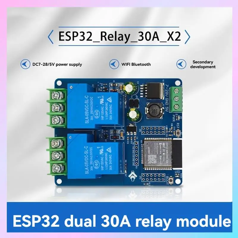 

AB25-2-канальный модуль реле WIFI 30A ESP32-WROOM-32E, модуль макетной платы для умного дома, беспроводное управление DC7-28/5V