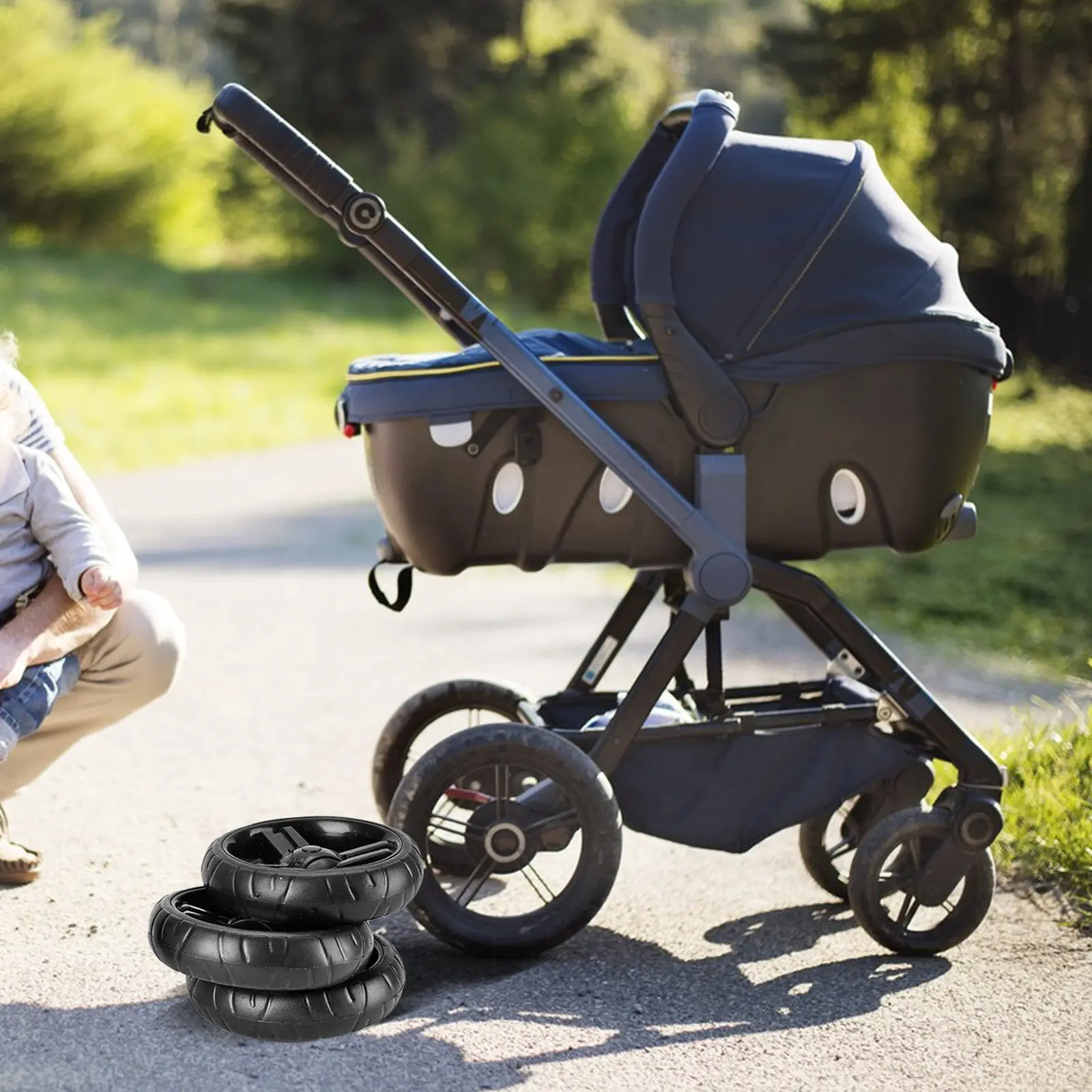 

8Pcs Baby Stroller Wheel Replacement 5.5 Inch Eva Fixed Casters Smooth for Infant Carriage Pushchair Pram