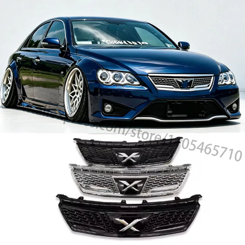 For 2005-2009 Old Toyota Mark X, Middle Mesh Grille, Chrome Front Bumper Grille Kit, Factory Independent R&D and Production.