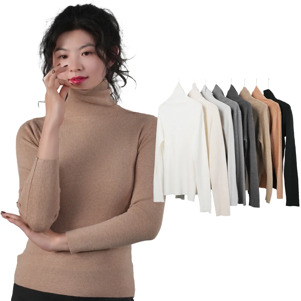 3Pcs Women's Thermal Sweaters Winter Thick Warm Jumpers Tops Choker High Collar Solid Undershirts Long Sleeve Pullovers Female