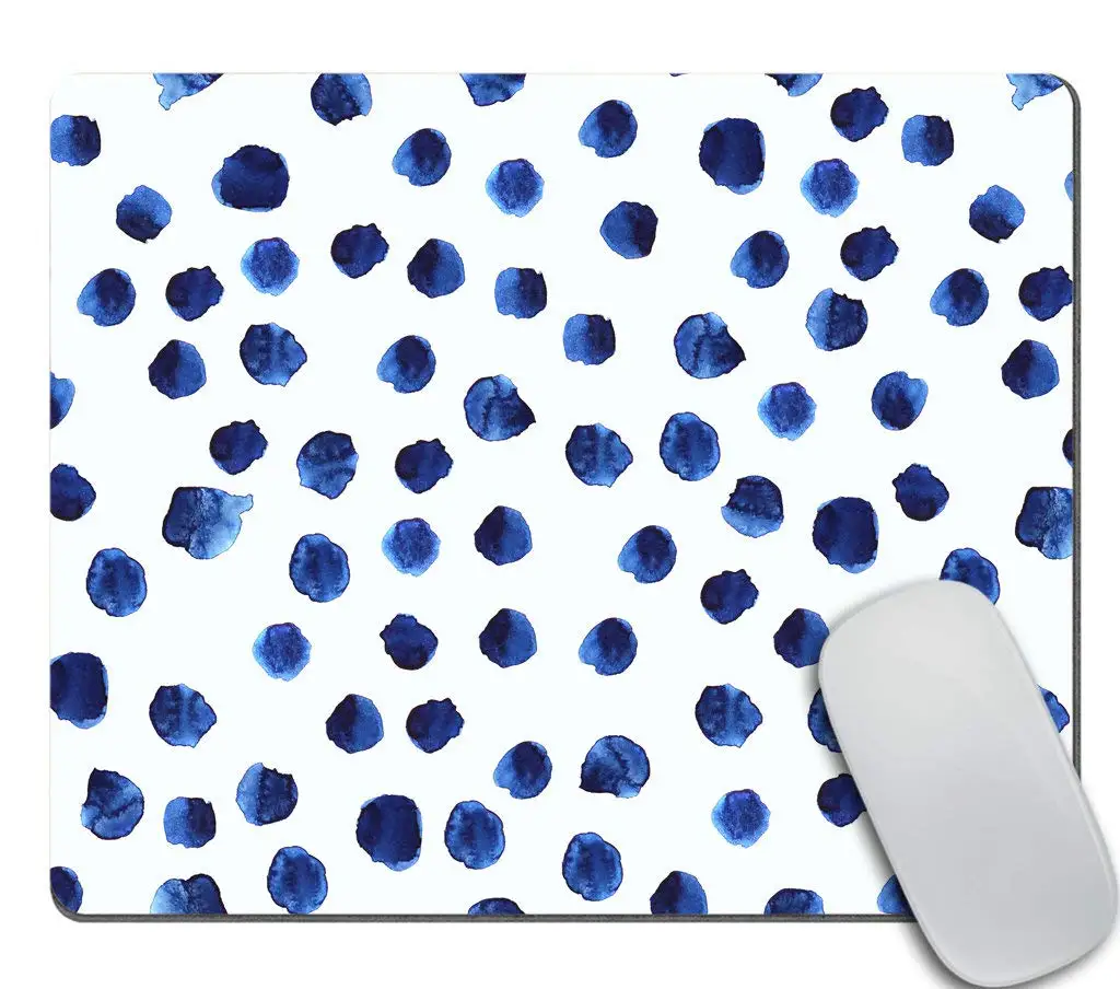 

Retro Hand Drawn Blue Watercolor Polka Dot Lock Edge Gaming Mousepad Mouse Mat Keyboard Mats Desk Pad 22x18cm